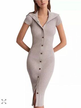 reiss jenna ruched sleeve knit bodycon dress Reiss Jenna Wool & Cashmere-Blend Ruched Sleeve Knitted Bodycon Dress in  Black